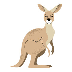 Cartoon cute kangaroo. Wild hand drawn animals. Childish illustration. Kids style