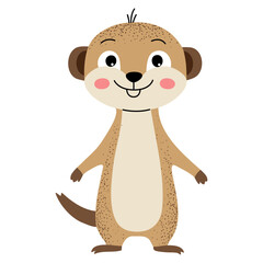 Cartoon cute meerkat. Forest, african animal. Children illustration. Kids style