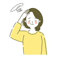 めまいに悩む中年女性 不調のイラスト素材