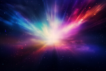 Fototapeta premium A mesmerizing scene of rainbow light beams blending seamlessly across a dark background,