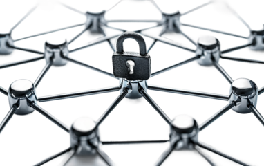 Network Interface Featuring Secure Padlock Icon Isolated on Transparent Background PNG.