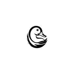 Fototapeta premium A Swan black logo design vector illustration, duck logo icon design, creative idea