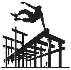 PARKOUR player silhouette vector illustration
