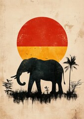 Minimalist illustration of an elephant bauhaus style