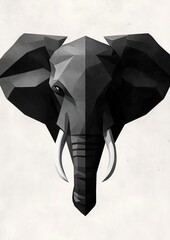 Minimalist illustration of an elephant bauhaus style
