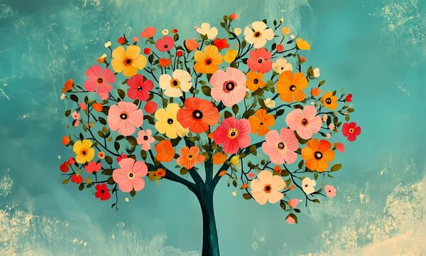 tree with flowers pretty pastel soft colours 