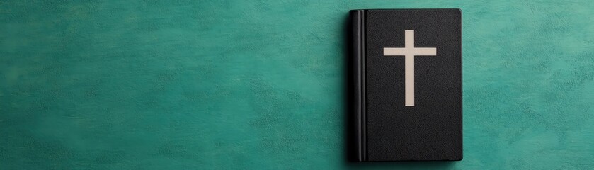 Obraz premium Black Leather Bible with Cross Design