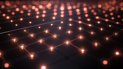 Obraz premium Abstract digital communication with data lines and glowing points on a 3D blockchain grid