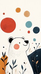Small joyful bear, in the style of minimalistic drawings, ultrafine detail