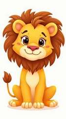 Obraz premium Cute Cartoon Lion Character Illustration Featuring a Friendly and Playful Expression. Generative AI