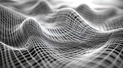 Abstract surface with a flowing wireframe pattern, perfect for science and technology art