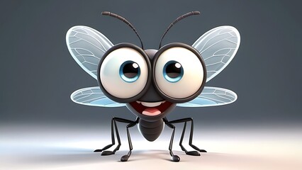 Obraz premium Adorable 3d rendered cute happy smiling and joyful insect mosquito cartoon character 