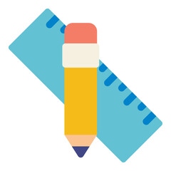 pencil and ruler flat icon