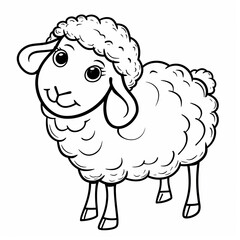 Cute cartoon sheep with fluffy wool and big eyes, showcasing a friendly expression.