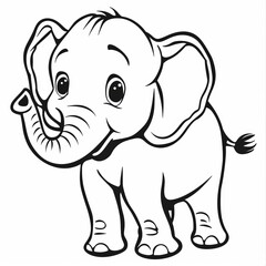 Fototapeta premium Adorable cartoon elephant with big eyes, perfect for children's illustrations or educational materials.