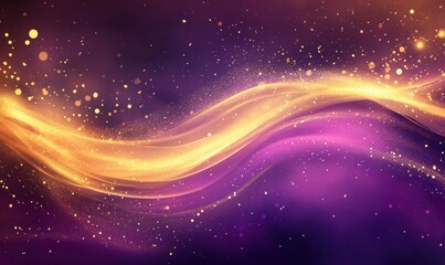 Obraz premium Abstract Gold and Purple Wave with Sparkles