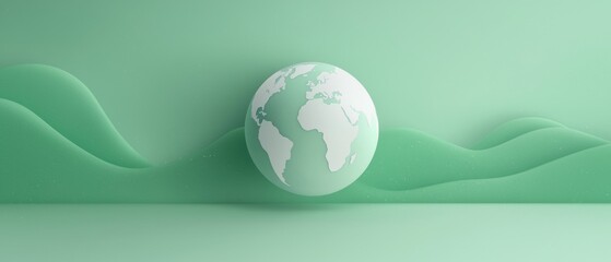  digital illustration of a globe in the center of a green background. The globe is white and appears to be floating in the middle of the image.