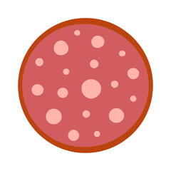 slice of salami sausage isolated