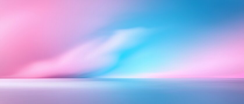 n abstract background with a gradient effect. The background is predominantly pink and blue, with the pink on the left side and the blue on the right side.