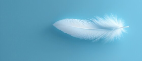 Fototapeta premium digital illustration of a white feather on a light blue background. The feather is in the center of the image and is the only object in the frame.