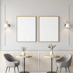Mockup of a Modern Interior Design Minimalist Elegance with Upscale Details.