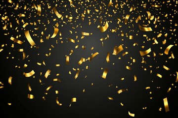 Golden Confetti Falling On Black Background