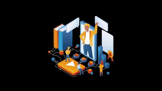 This isometric illustration highlights a dynamic business environment centered on financial growth and teamwork, featuring data analysis, strategizing, and celebrating achievements. Ideal for finance,