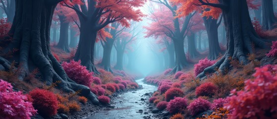 Alien Forest Road - Abstract Landscape Art, Futuristic Extraterrestrial Scene