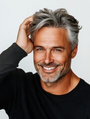 Fototapeta premium Charismatic Businessman with Smiling Expression and Gray Hair.