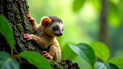 Obraz premium Baby Sloth in Costa Rican Tree - AI Photorealistic Image