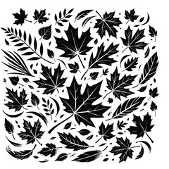 Autumn Leaves Falling Silhouette