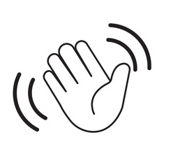 Set of hand hello icons. Hand waving, hand gesture, hello, hi, bye, wave hello, goodbye, greeting symbol. Vector.