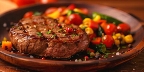 baked steak with vegetables Generative AI