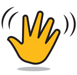 Set of hand hello icons. Hand waving, hand gesture, hello, hi, bye, wave hello, goodbye, greeting symbol. Vector.