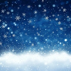 Fototapeta premium Snowflakes dance gracefully through the crisp air, blanketing the world in a serene blue wonderland, evoking the warmth and joy of Christmas magic.