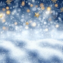 Snowflakes dance gracefully in the crisp winter air, mingling with twinkling stars to create a magical Christmas night.