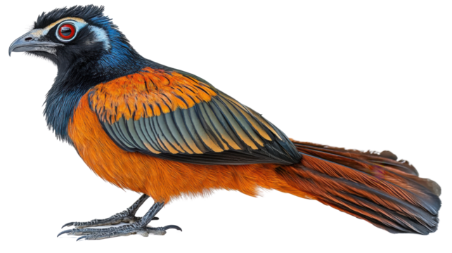 Greater coucal bird isolated on white background