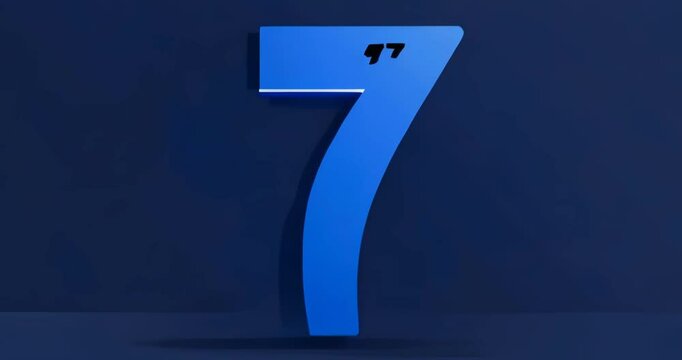 Blue number seven on dark background.