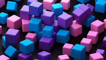 Obraz premium An abstract background with multiple 3D cubes of different sizes and colors