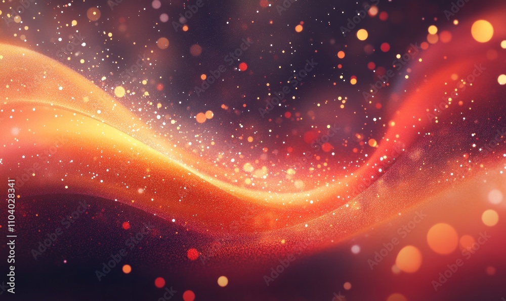 Wall mural abstract glowing wave with sparkling bokeh lights