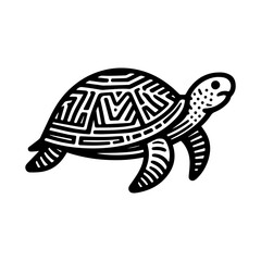 Simple Vector Icon of a Magdalena River Turtle  – Logo Design Illustration
