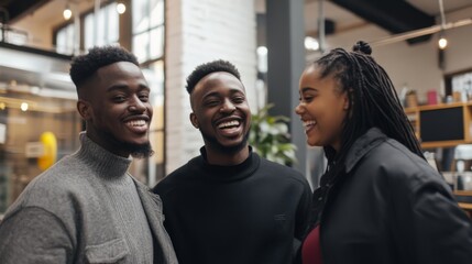 Couple interacting with real estate agent outside modern homes shaking hands tree lined path contemporary architecture professional and welcoming setting
