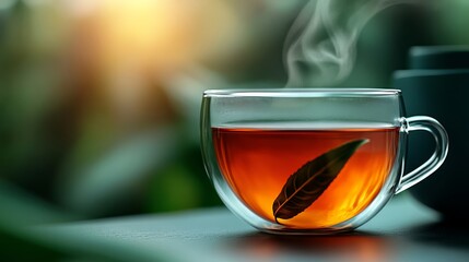 Red Tea in Transparent Glass Cup