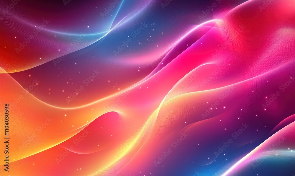Canvas Prints vivid abstract waves with sparkling stars