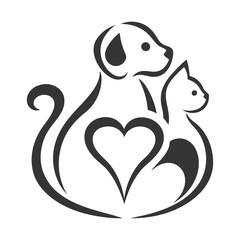Minimalist Cat and Dog Line Art Illustration for Branding.