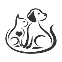 Minimalist Cat and Dog Line Art Illustration for Branding.