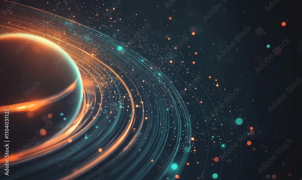 Canvas Prints abstract cosmic sphere with glowing trails