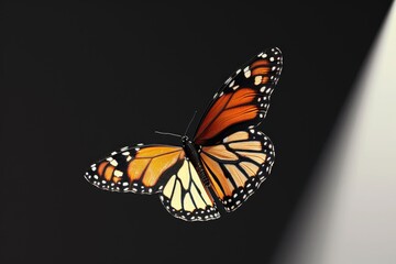 Fototapeta premium A detailed view of a butterfly as it flies through the air, its wings beating rapidly