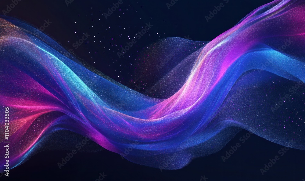Wall mural abstract flowing gradient waves with sparkles