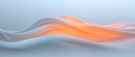 Naklejka premium abstract digital art piece with a light blue background. In the center of the image, there is a wave-like shape that appears to be made up of different shades of orange and white.